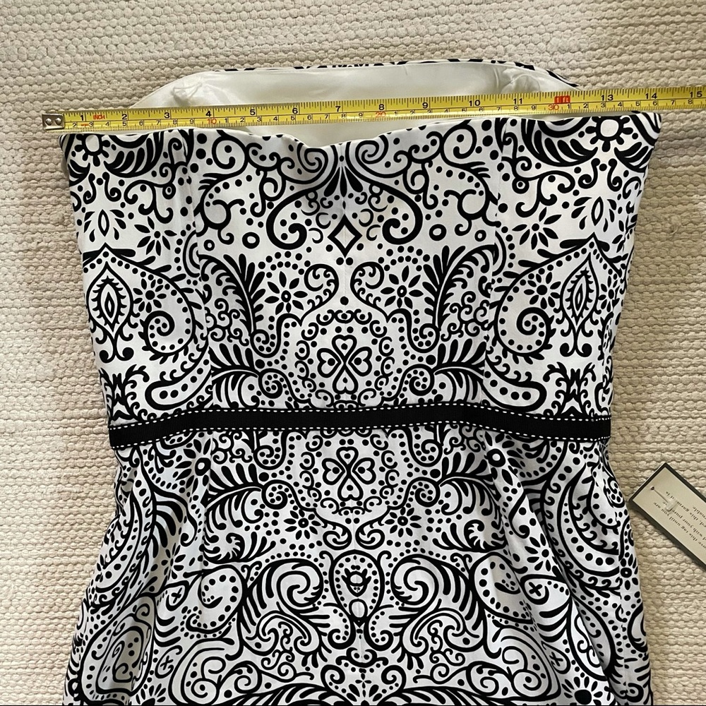 Ann Taylor A-Line Tube Dress White/Black Print - Picture 5 of 7